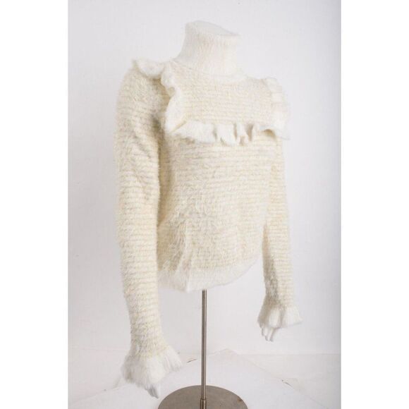 Zara Womens White Gold Metallic Pullover Turtleneck Sweater L Large 6873/116 NWT - Picture 2 of 7